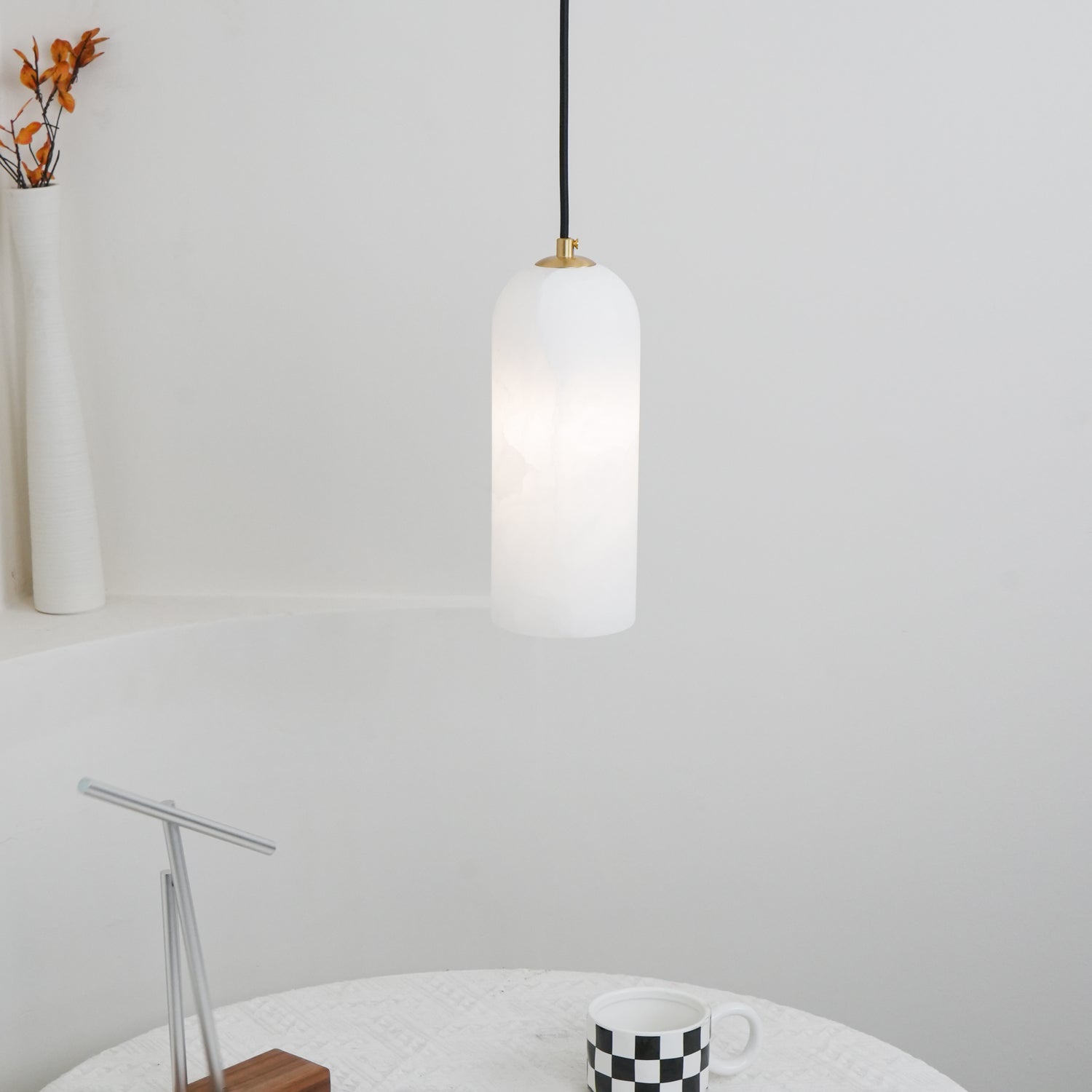 Mid-Century Alabaster Modern Monty Pendant Light