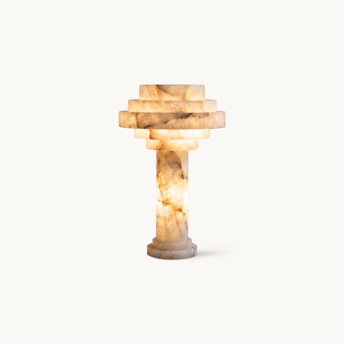 Edda Japandi Alabaster Table Lamp on white background
