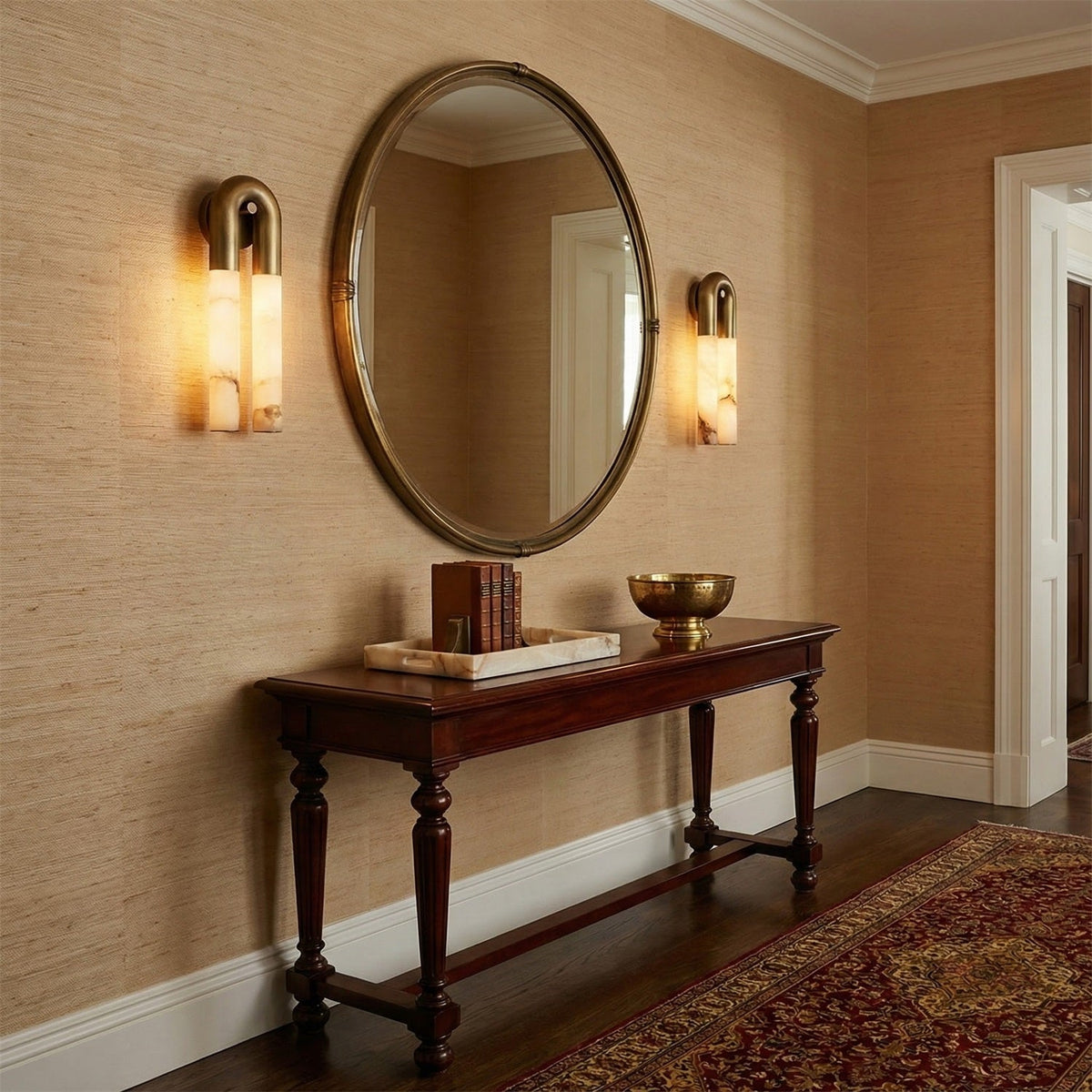 Thea Nordic Alabaster Wall Light in an entry hall