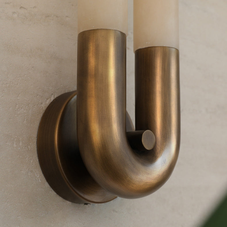 Thea Nordic Alabaster Wall Light brass arch detail