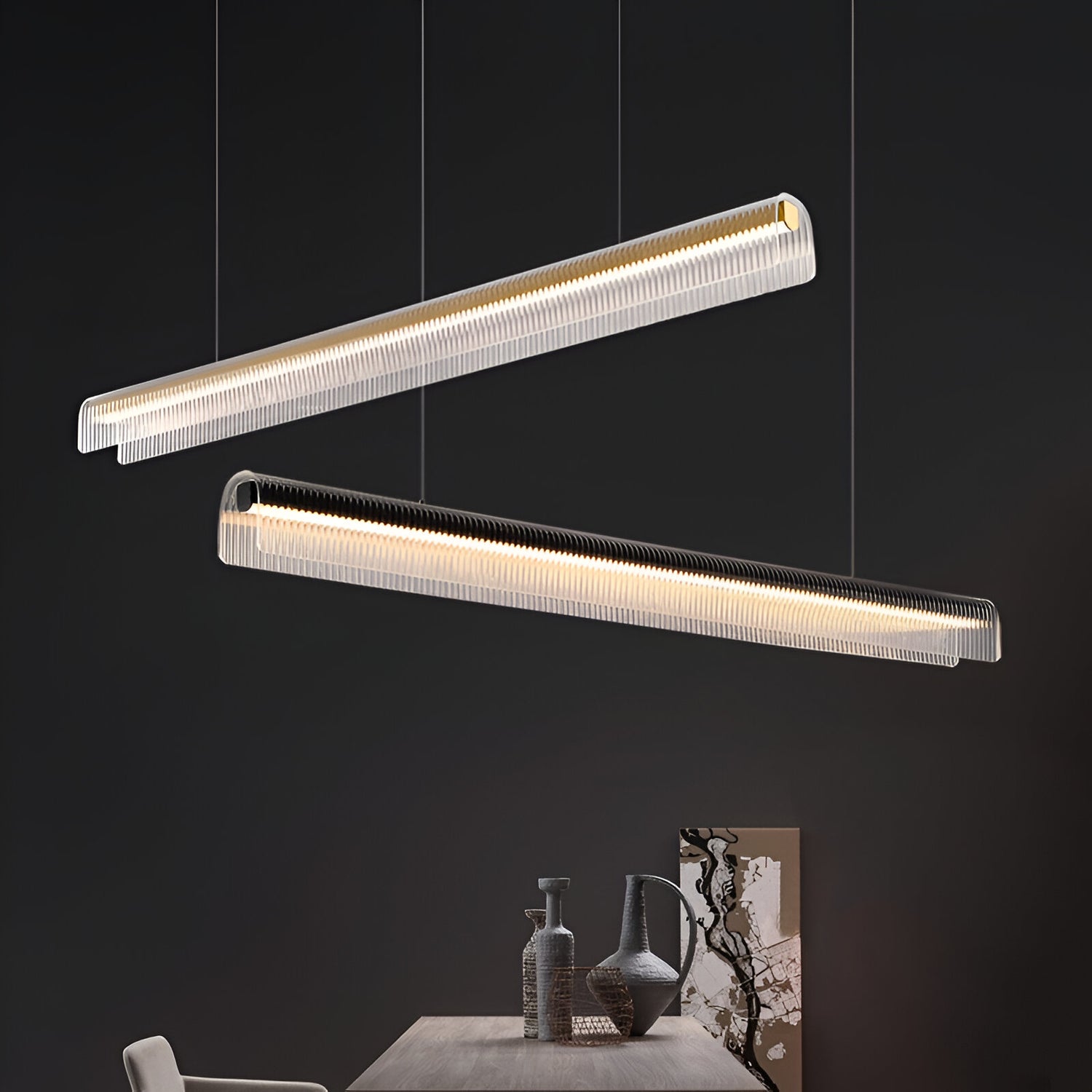 Nordic Acrylic Linear Iron Strip Pendant Light