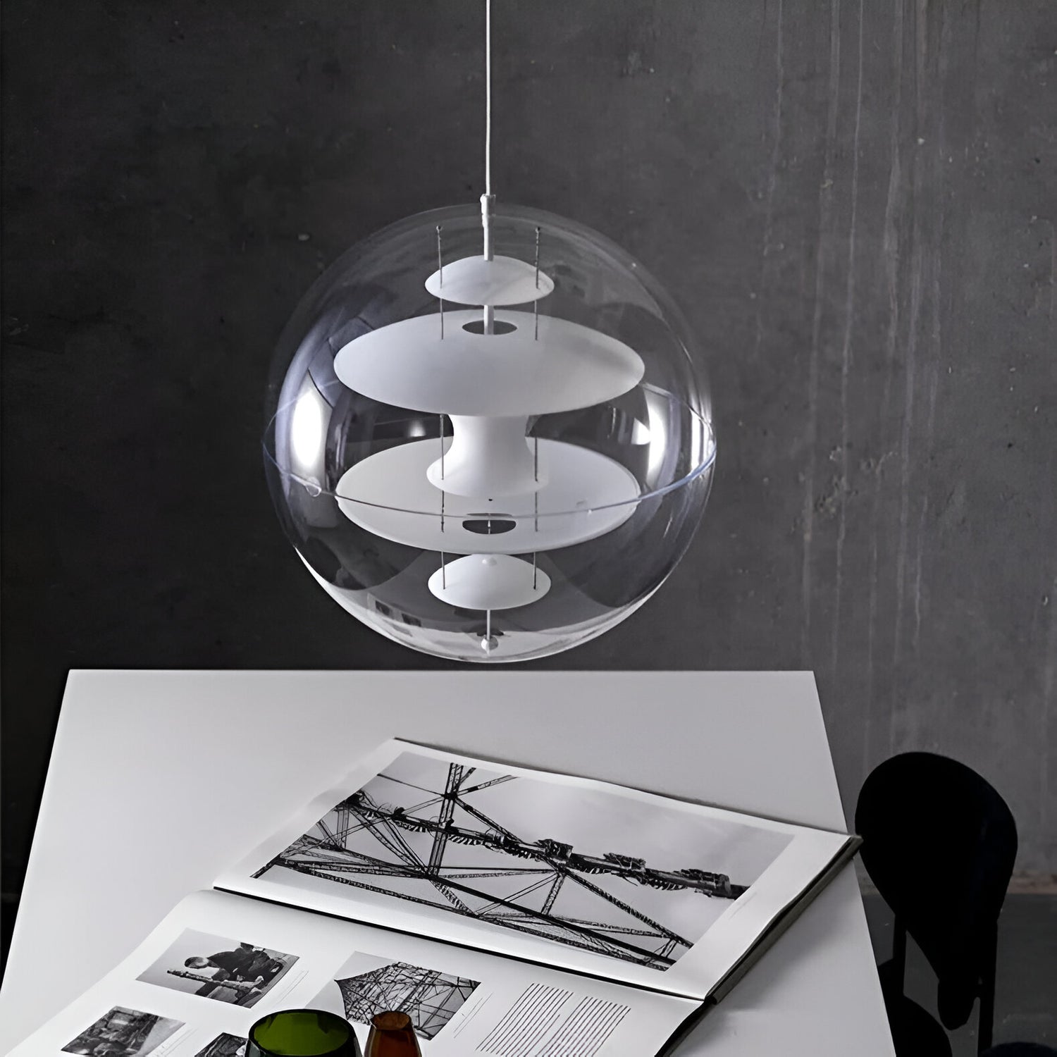 Nordic Acrylic Shade Iron Finish Alena Pendant Light