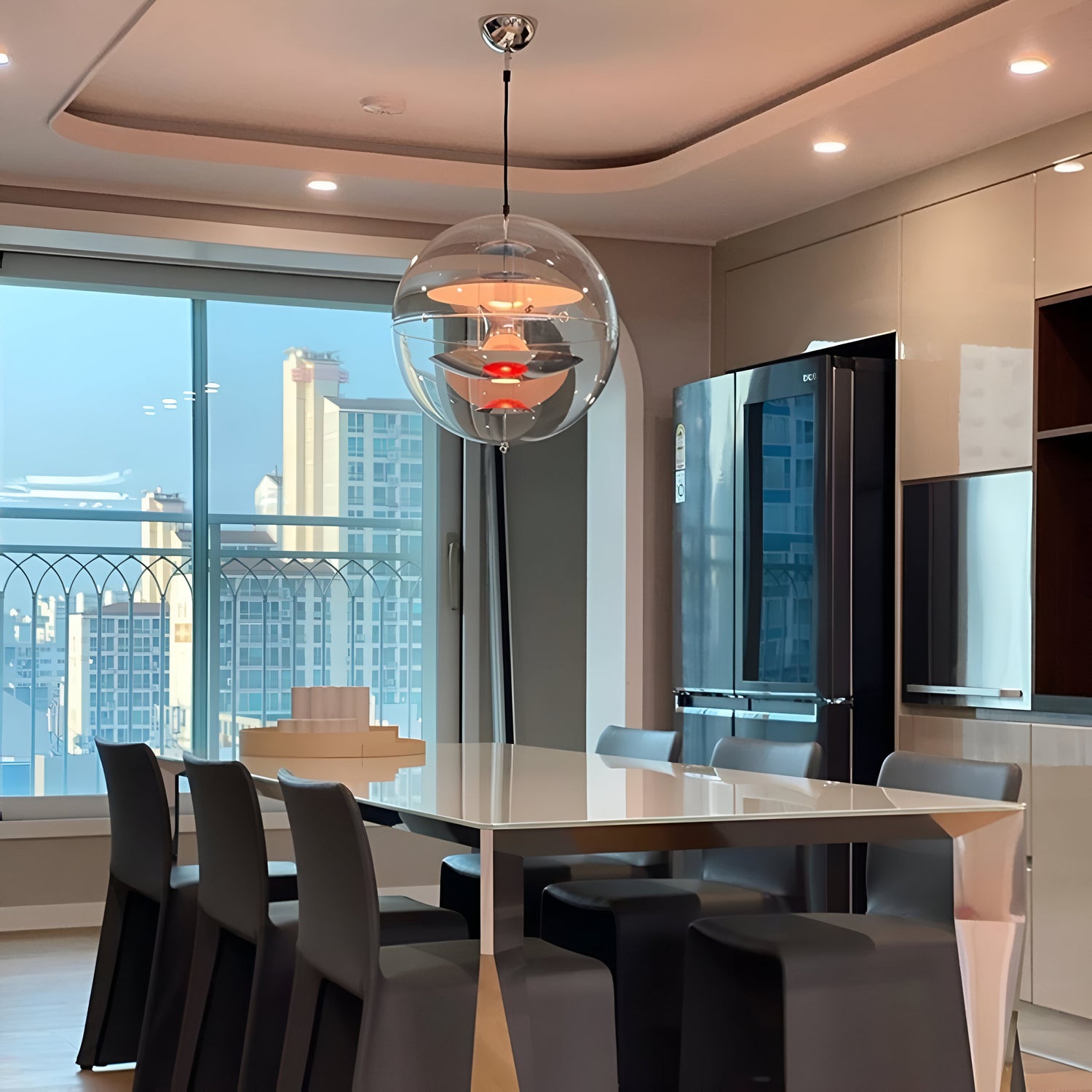 Nordic Acrylic Shade Iron Finish Alena Pendant Light