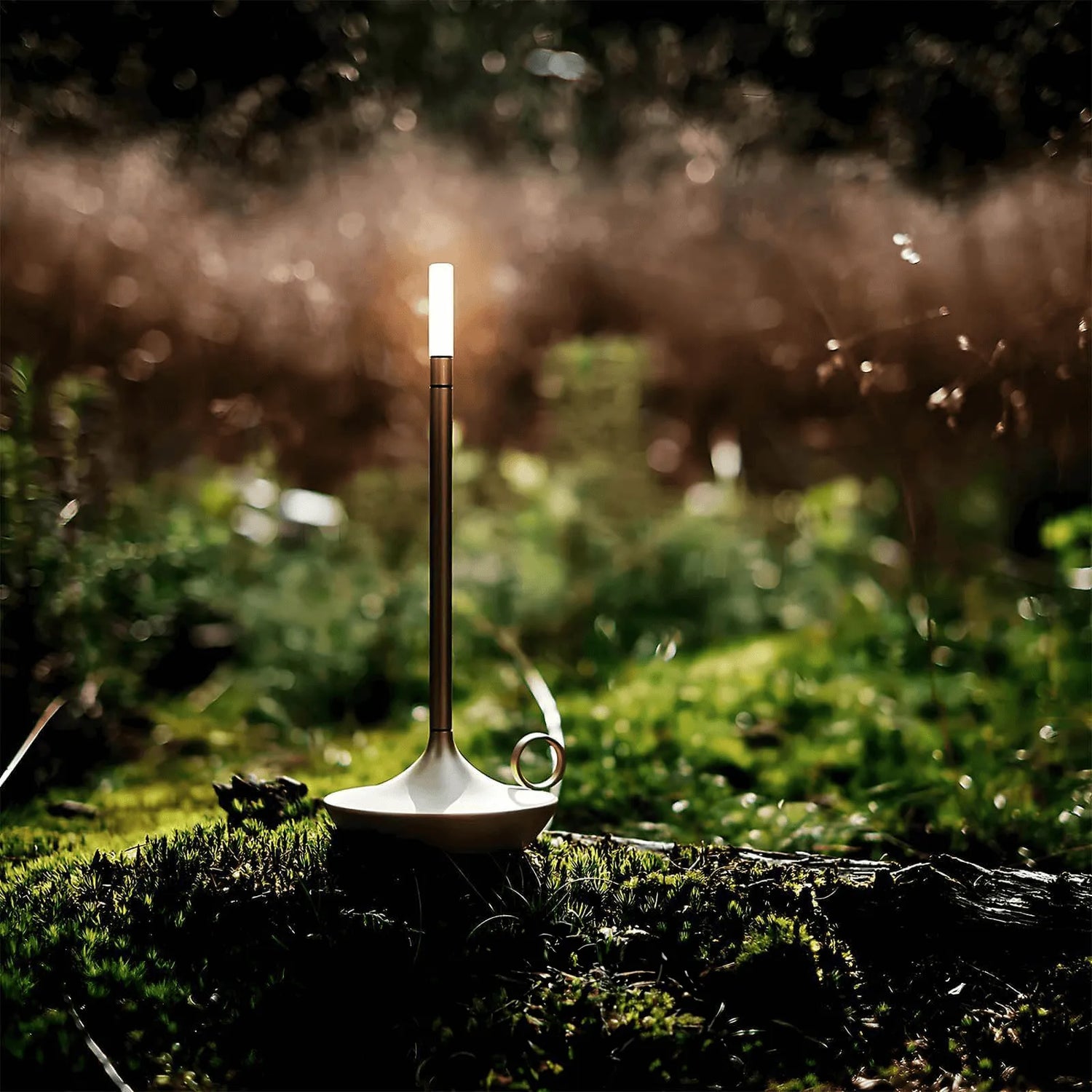 Lampe de nuit en forme de bougie de luxe avec base dorée