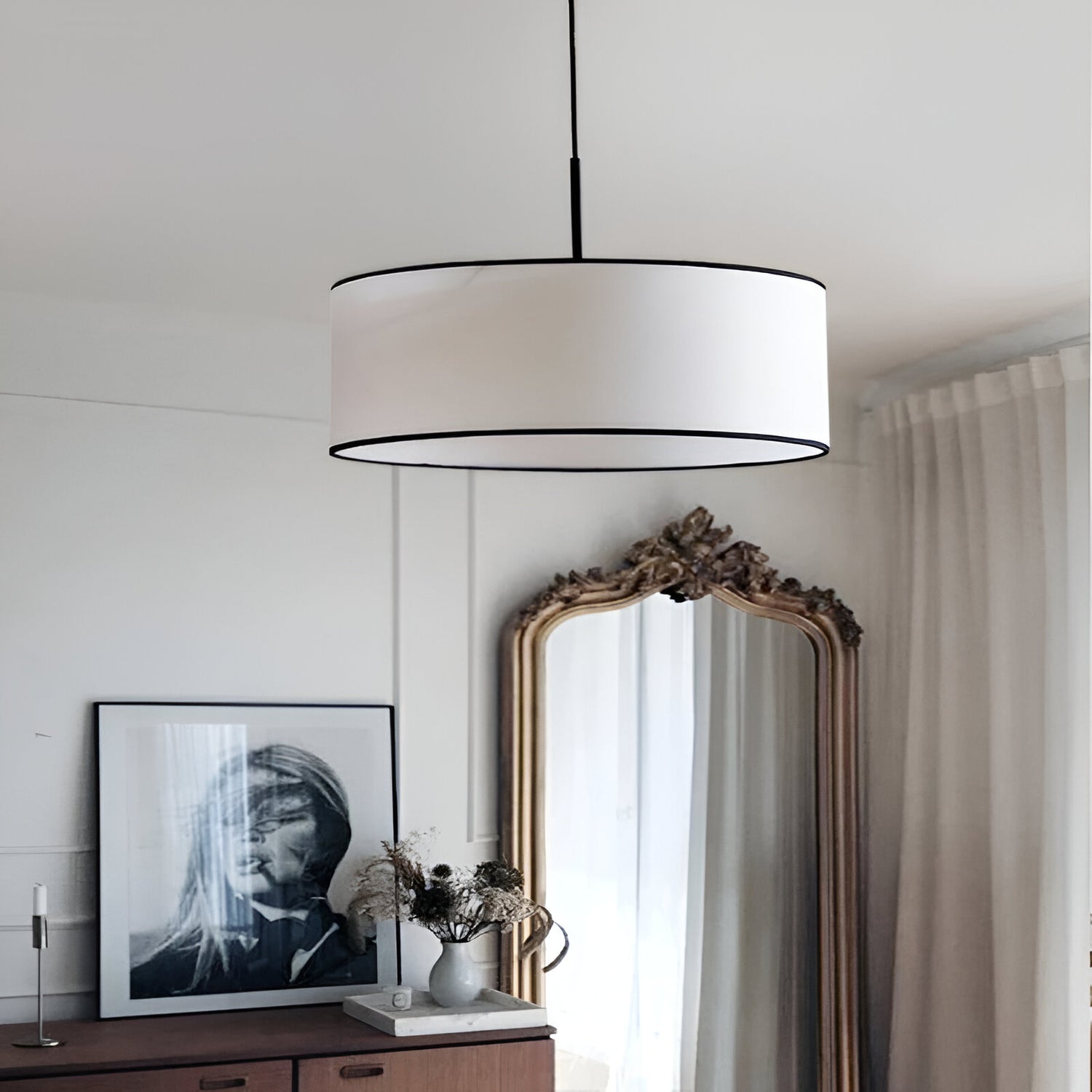 Nordic Cream Style Viena Fabric Pendant Light
