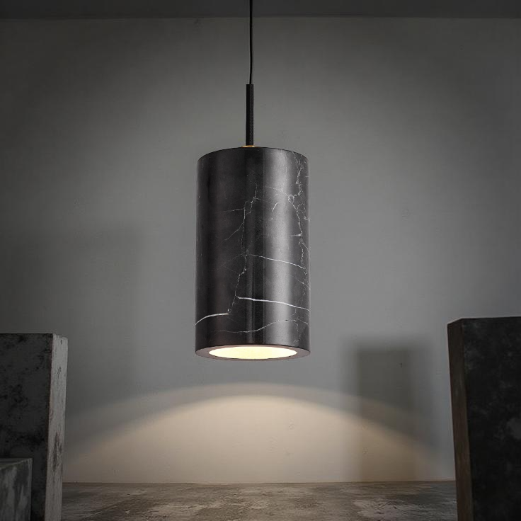 Nordic Long Tube Natural Marble Pendant Light