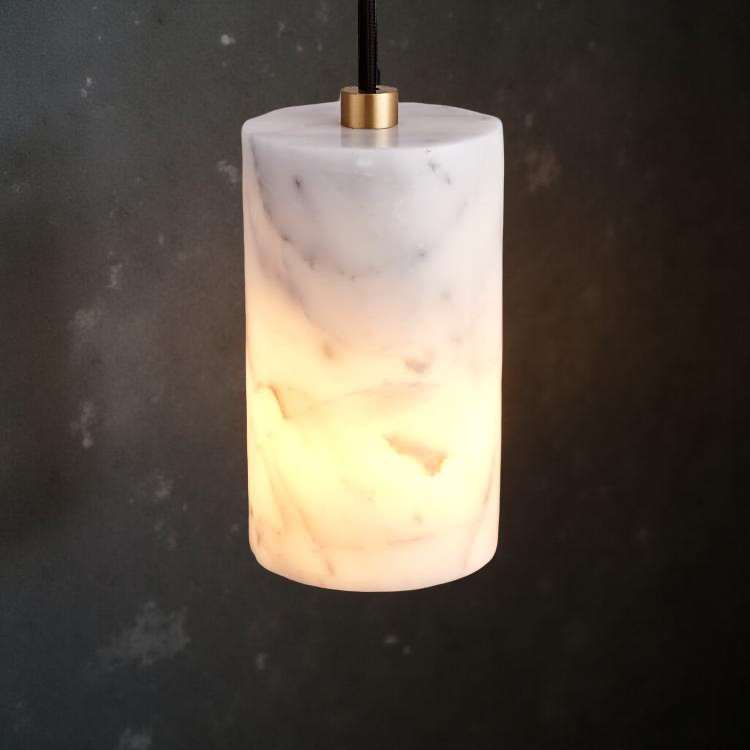 Nordic Long Tube Natural Marble Pendant Light