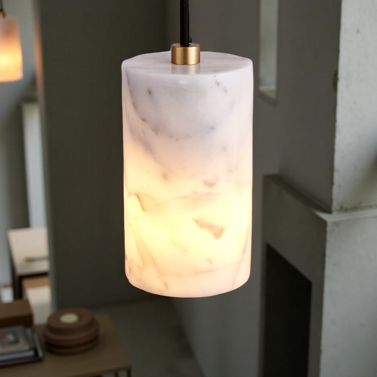 Nordic Long Tube Natural Marble Pendant Light