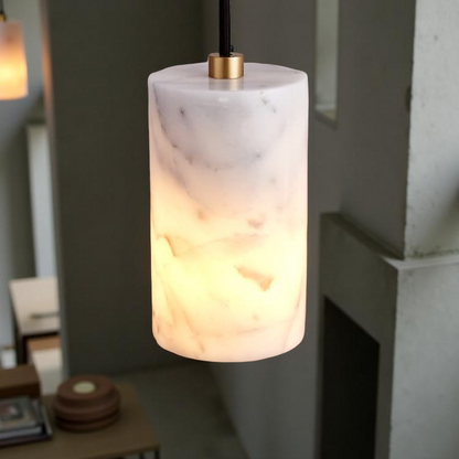 Nordic Long Tube Natural Marble Pendant Light