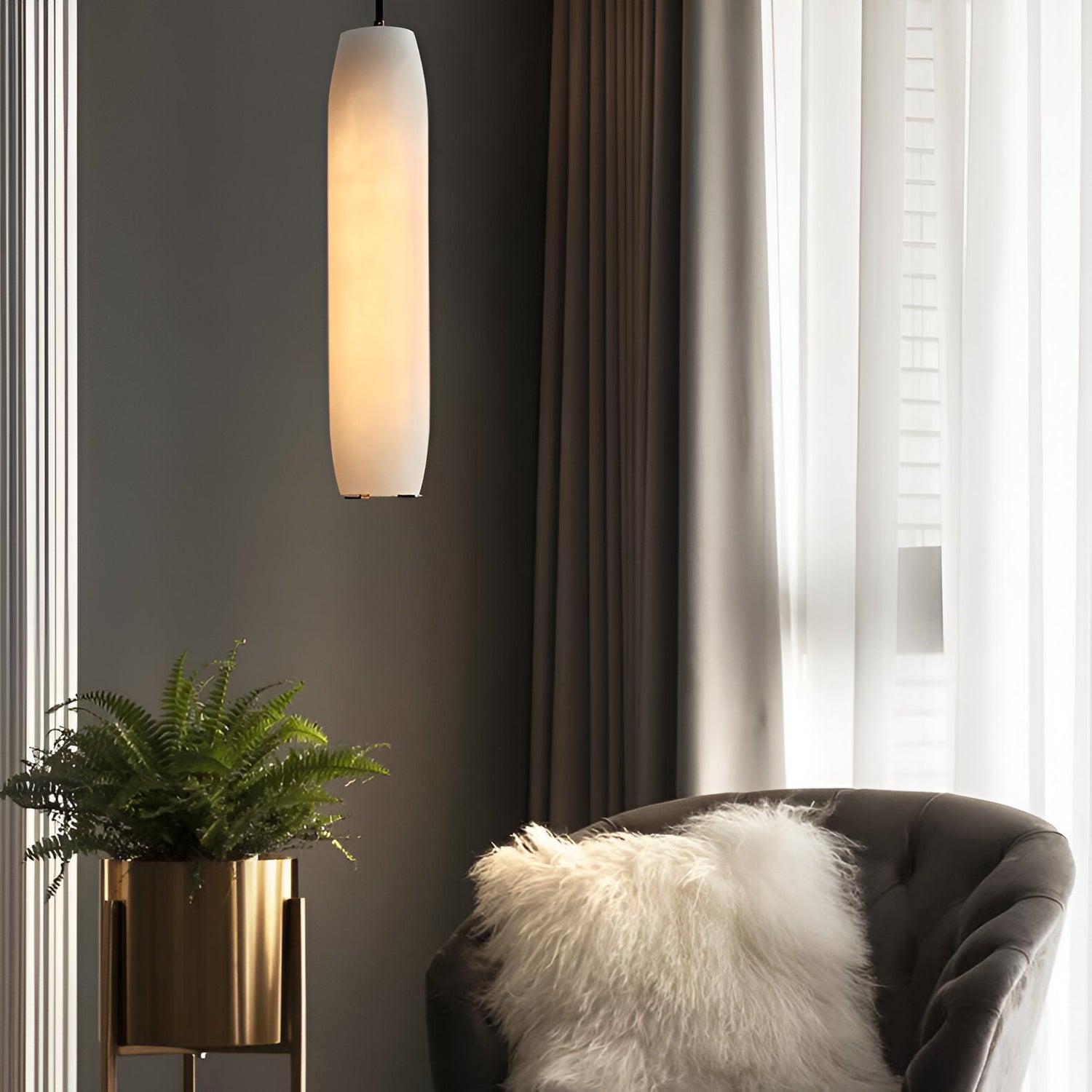 Nordic Luxury White Alabaster Pendant Light