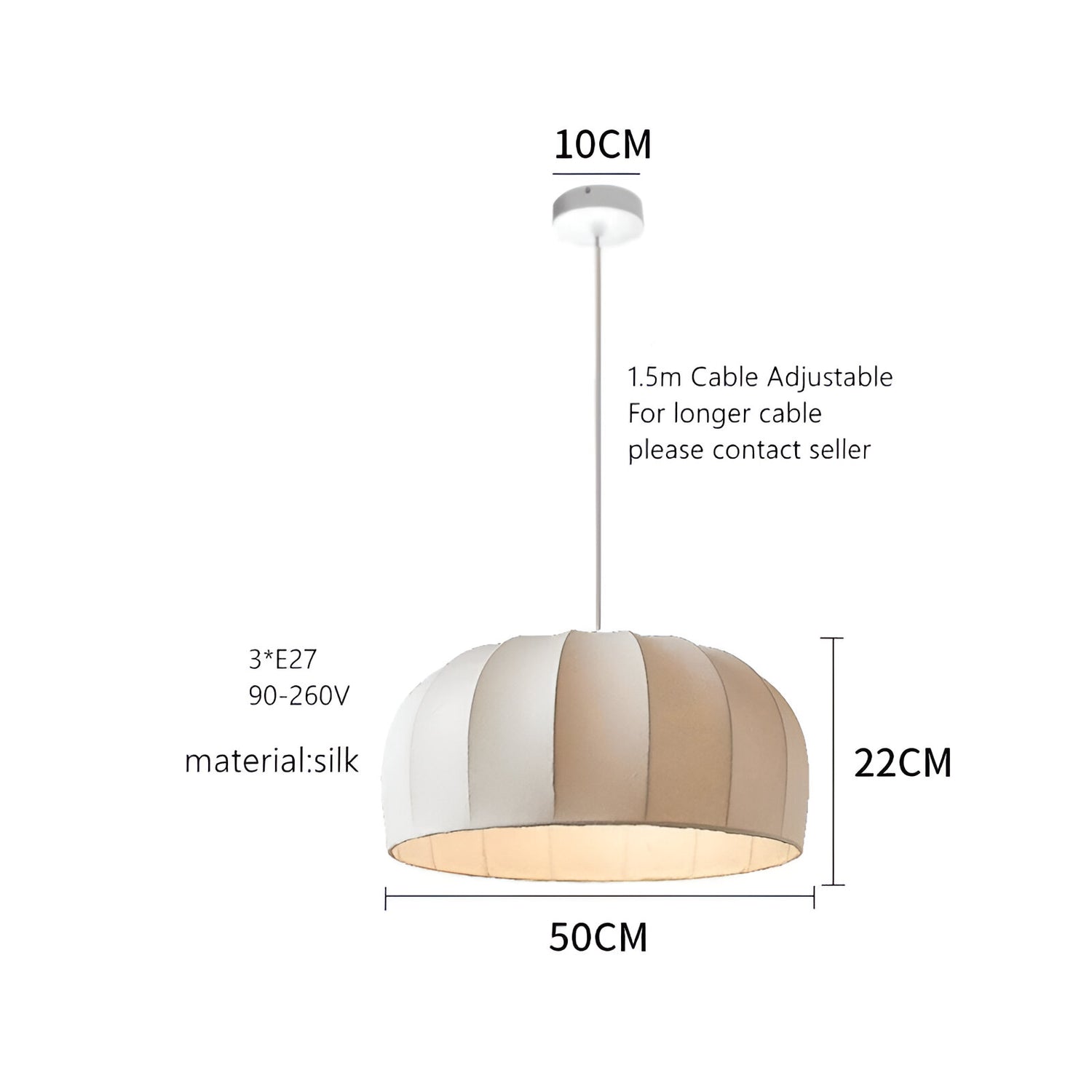 Japandi Modern Handmade Silk Pendant Light