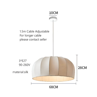 Japandi Modern Handmade Silk Pendant Light