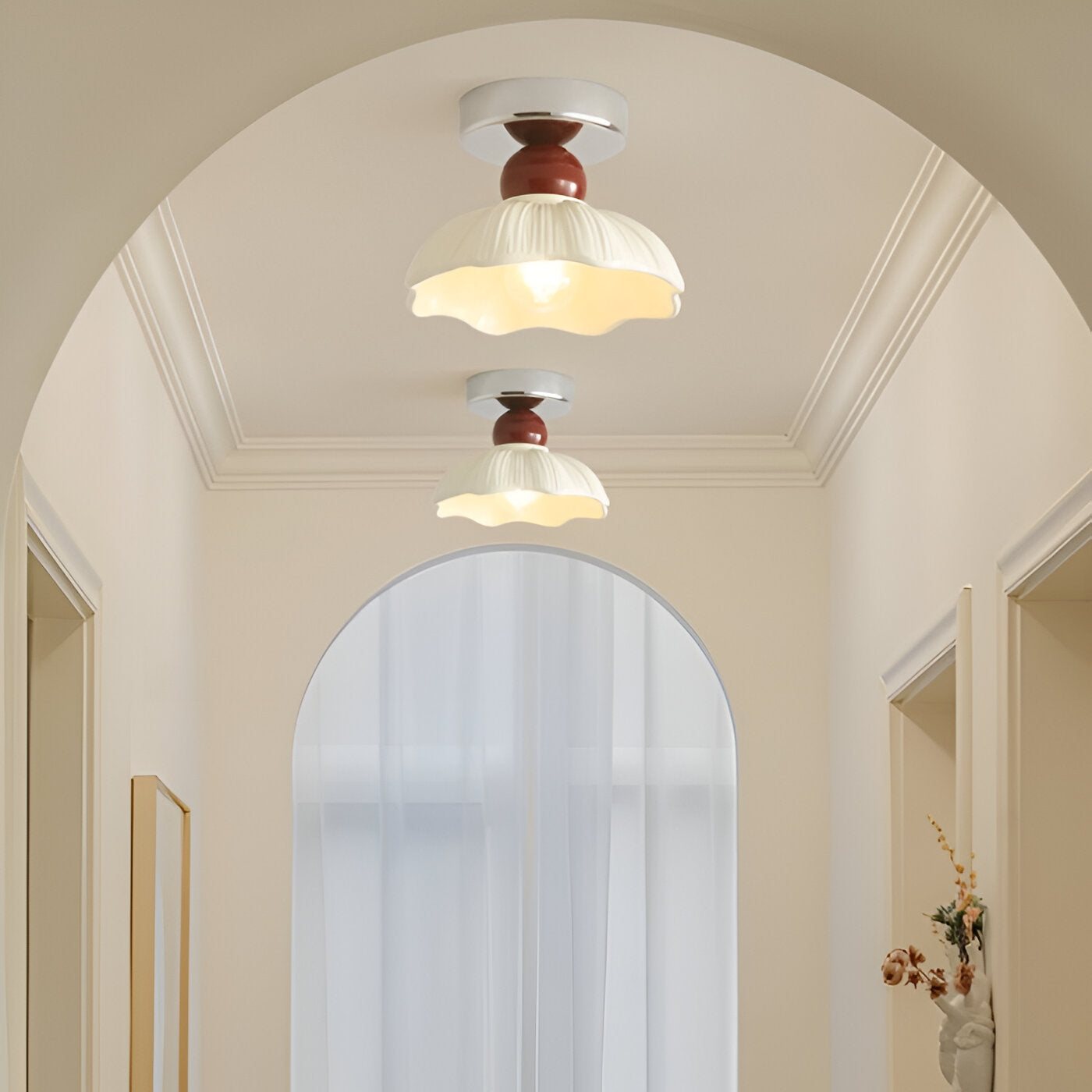 Nordic Retro Petal Cream Ceiling Light Fixture