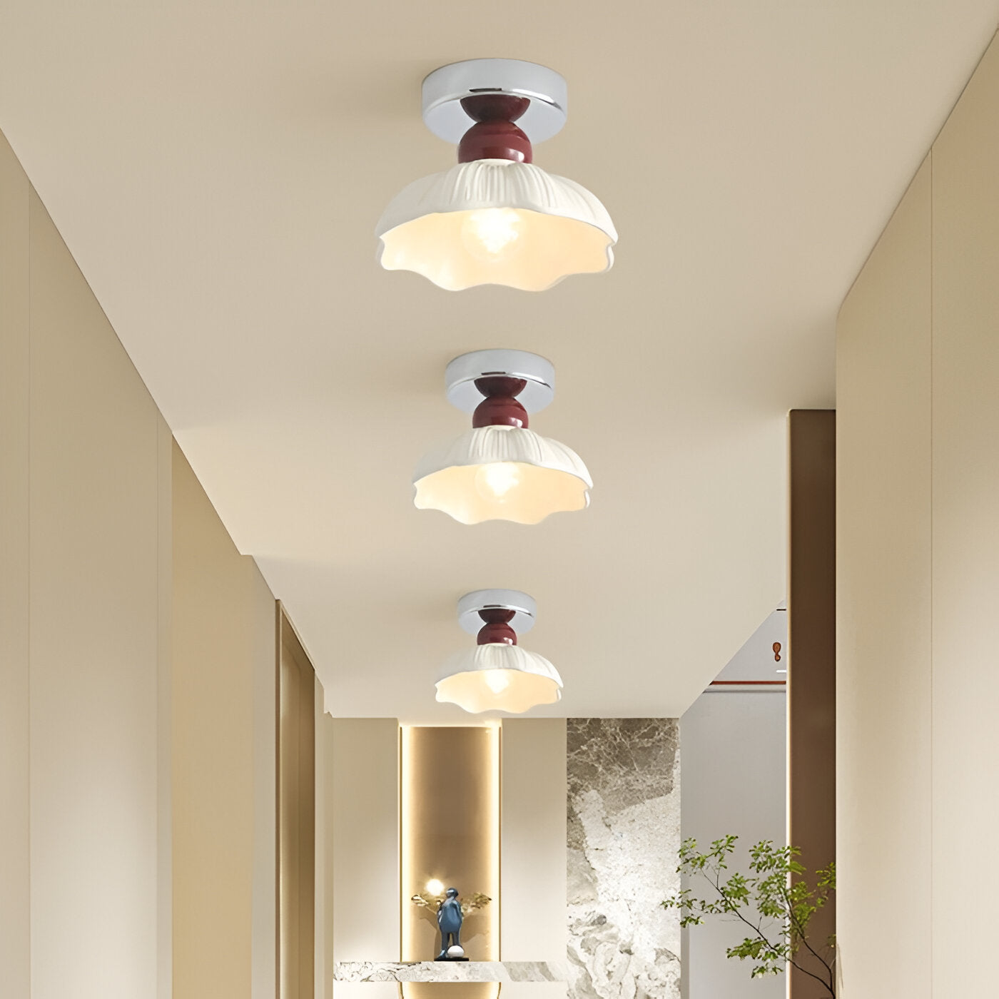 Lampadario a soffitto Nordic Retro Petal Cream