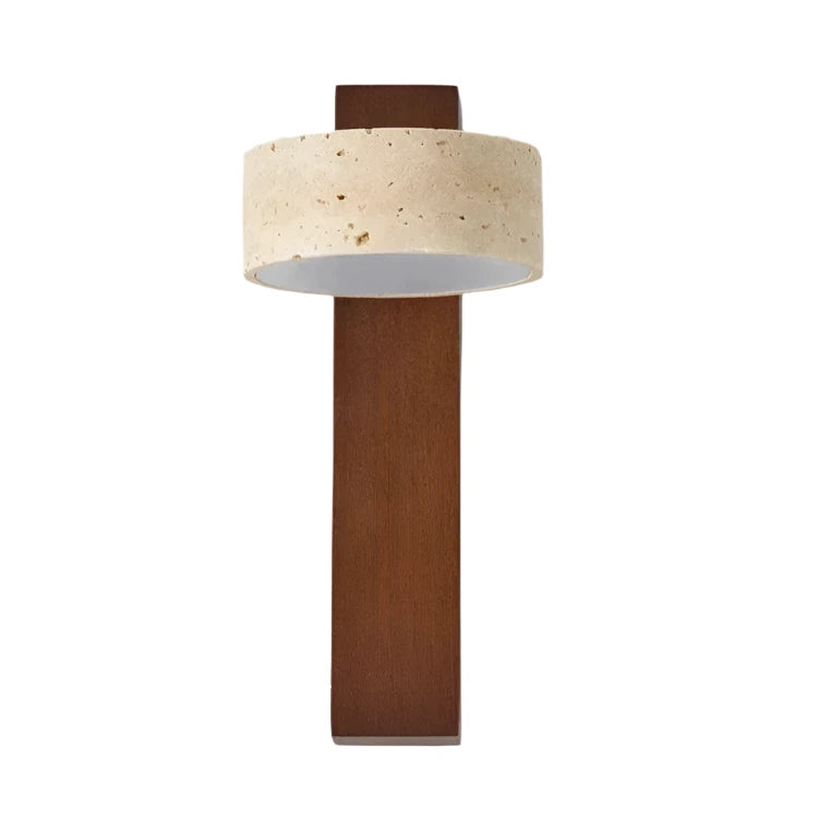 Travertine Wood Bedside Wall Lamp