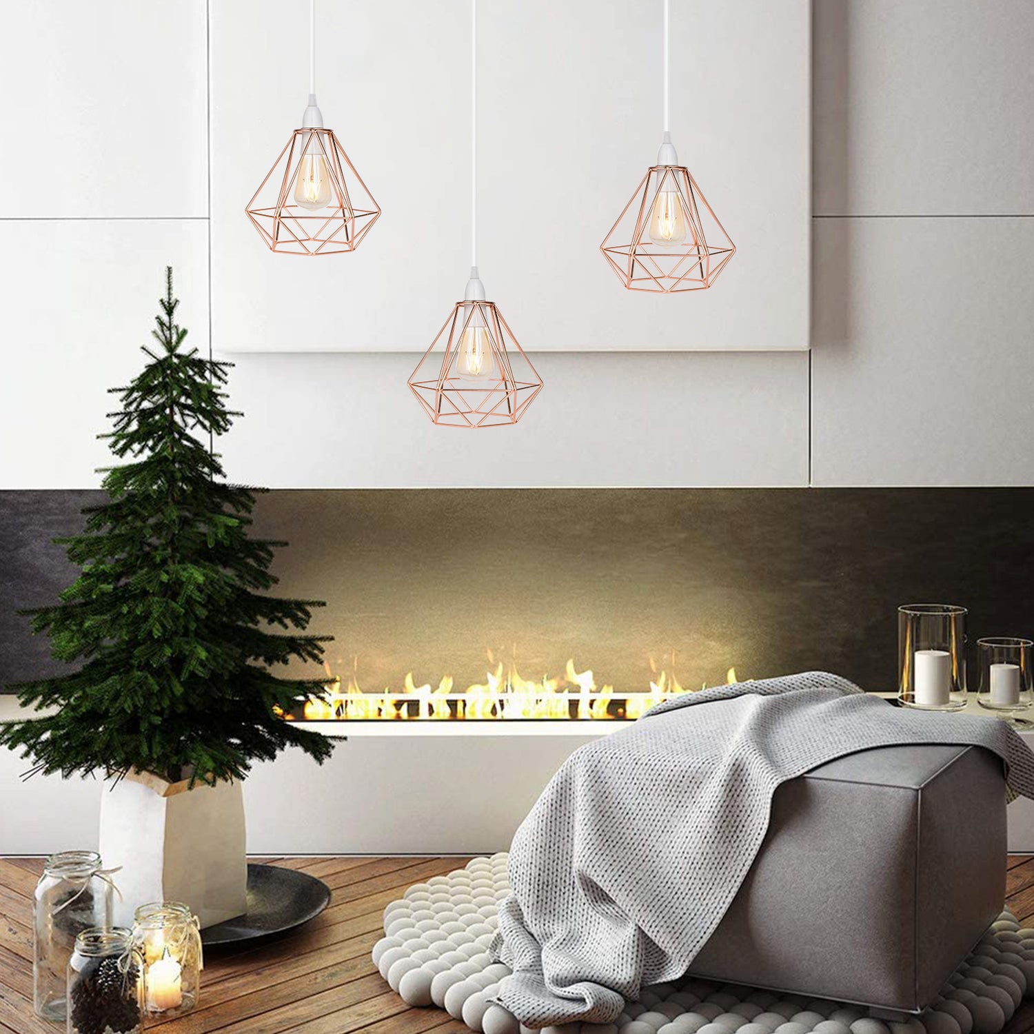 Nordic Diamond-Shaped Metal Pendant Lamp