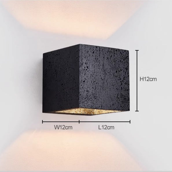 Lume Minimalist Stone Travertine Cube Wall Light