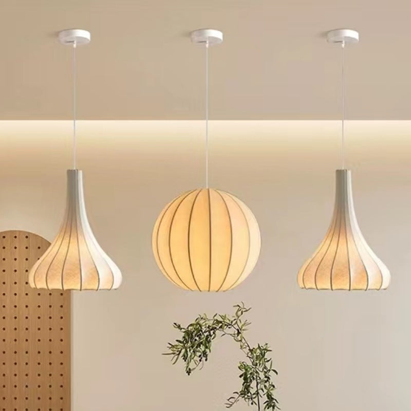 Makoto Silk Lantern Minimalist Japandi Pendant Light