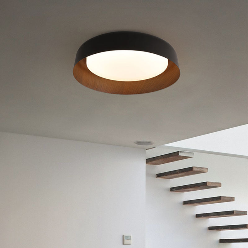 Lampada da soffitto rotonda in legno con stile Wabi-Sabi