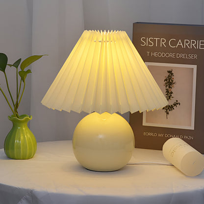 Modern Ceramic Retro Pleated Cone Shape Table Lamp