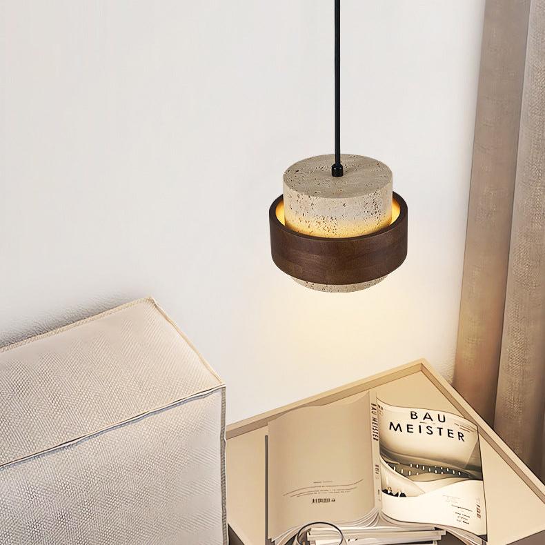 Lampe suspendue rétro nordique minimaliste de style japonais en travertin