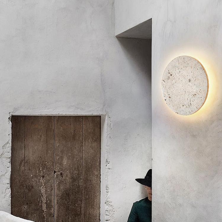 Travertine Stone Round LED Wall Lamp