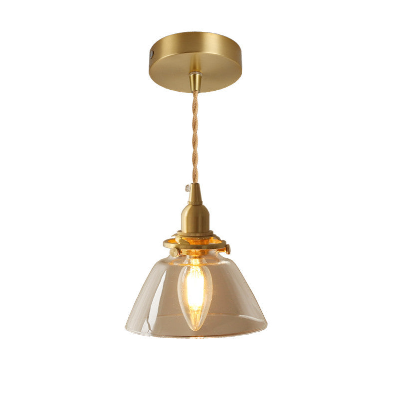 Jasmine Vintage Brass Glass Pendant Light