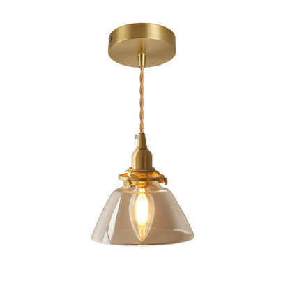 Jasmine Vintage Brass Glass Pendant Light