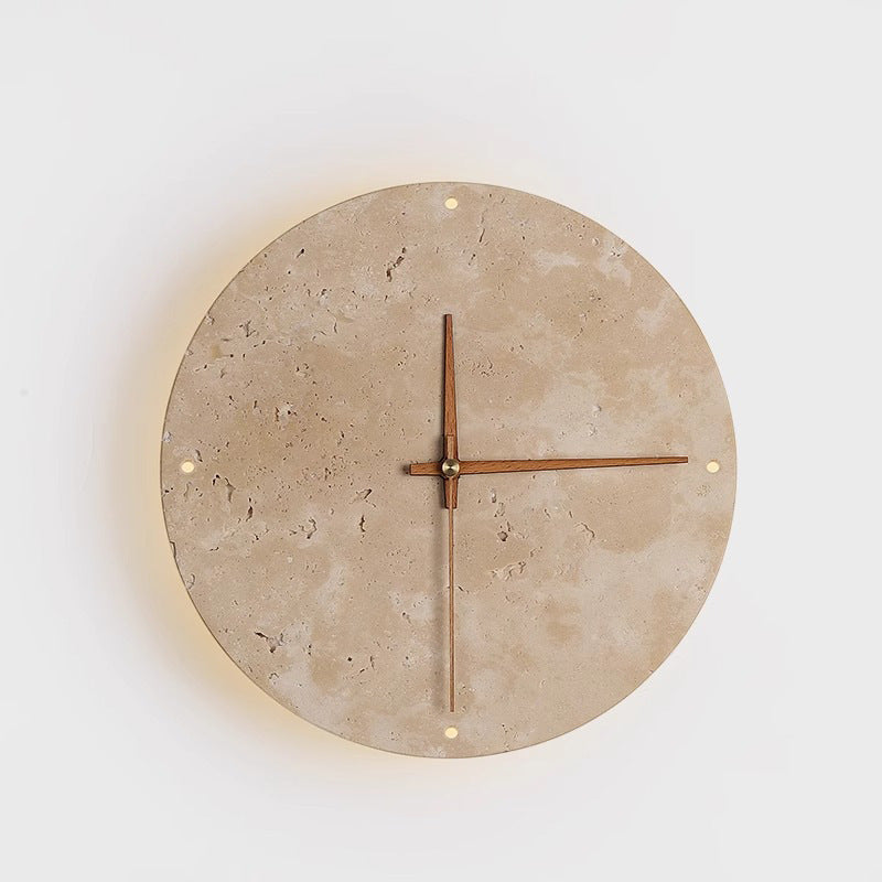 Wabi-Sabi Style Creative Travertine Clock Wall Lamp