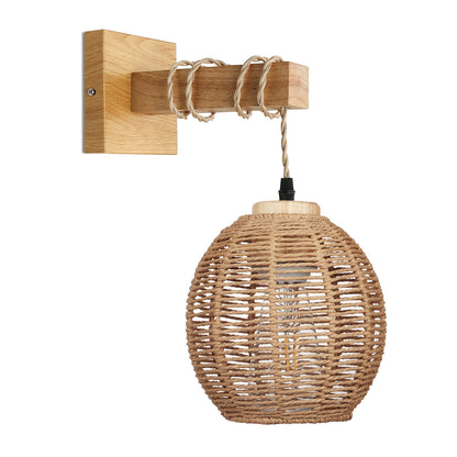 Retro Hand-Woven Paper Rope Wall Lamp