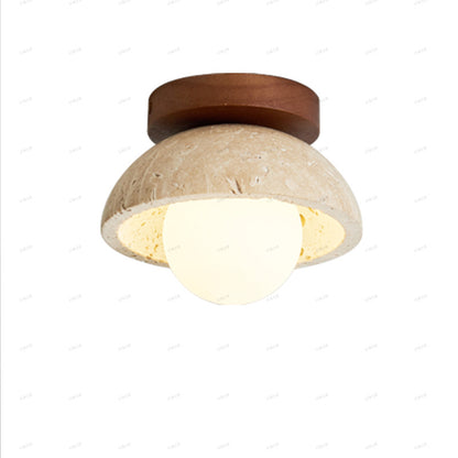 Boho Style Bowl-Shaped Natural Travertine Wall Light