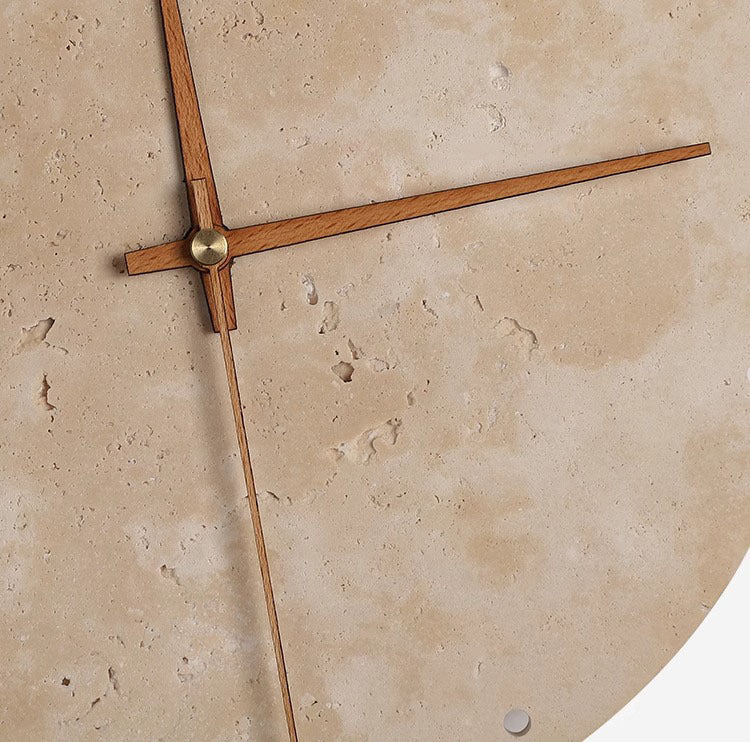 Wabi-Sabi Style Creative Travertine Clock Wall Lamp