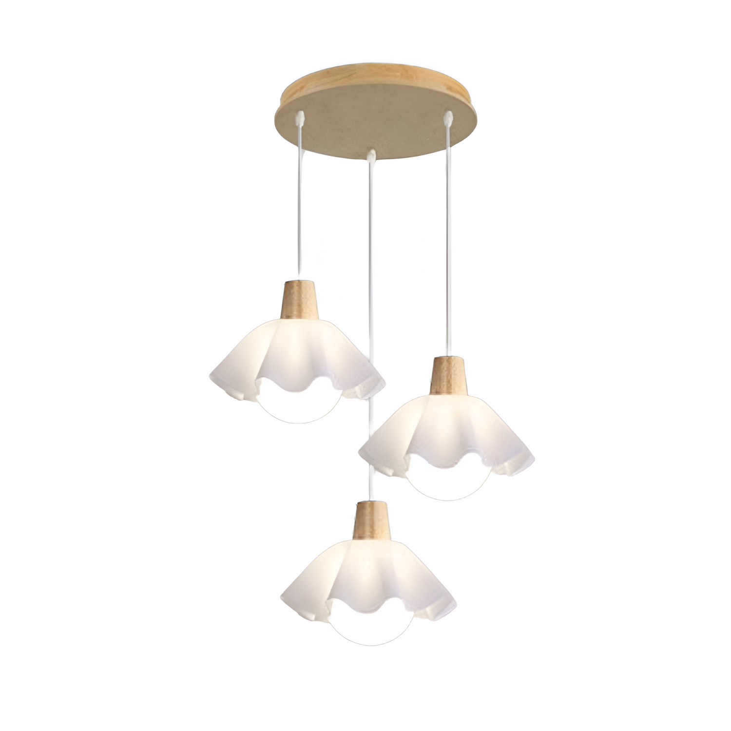 Nordic Style Wooden Flower Pendant Lamp