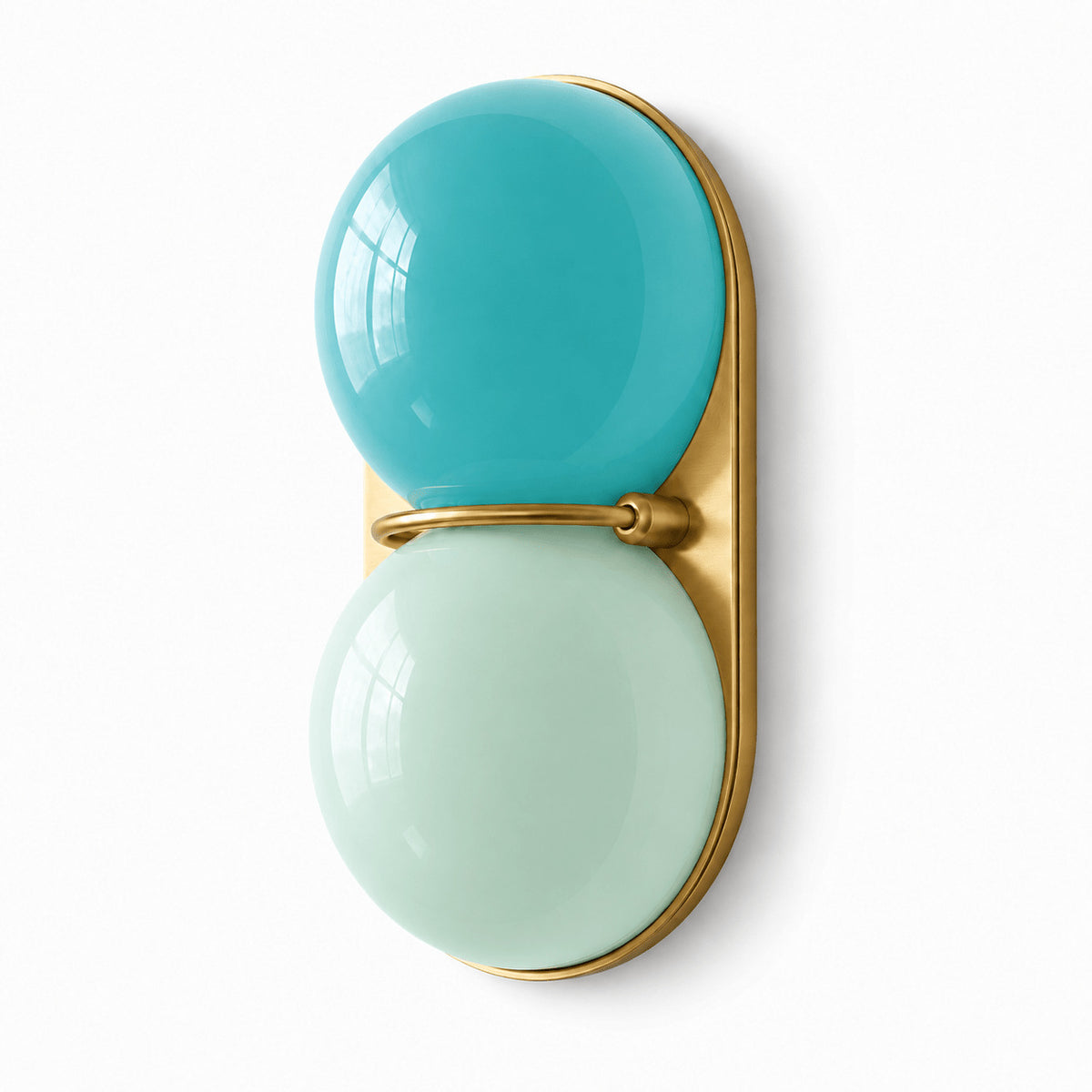 Maren blue twin glass wall light on white