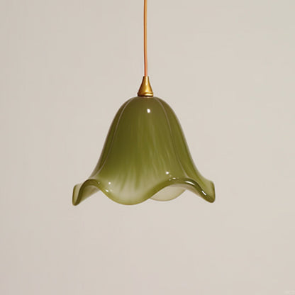 Verdantia Glow Retro Floral Green Glass Pendant Light