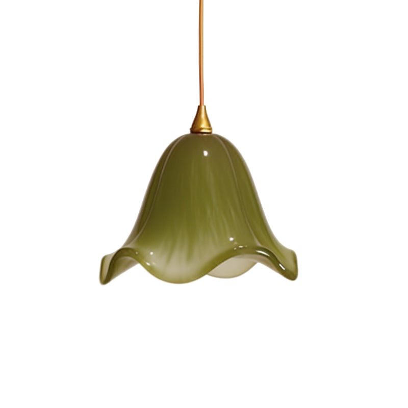 Verdantia Glow Retro Floral Green Glass Pendant Light