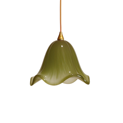 Verdantia Glow Retro Floral Green Glass Pendant Light