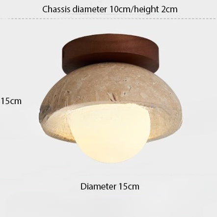 Boho Style Bowl-Shaped Natural Travertine Wall Light