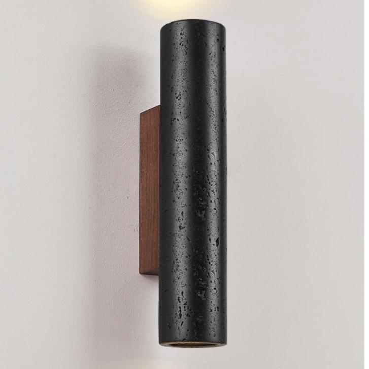 Minimalist Black Tube Stone Wall Lamp