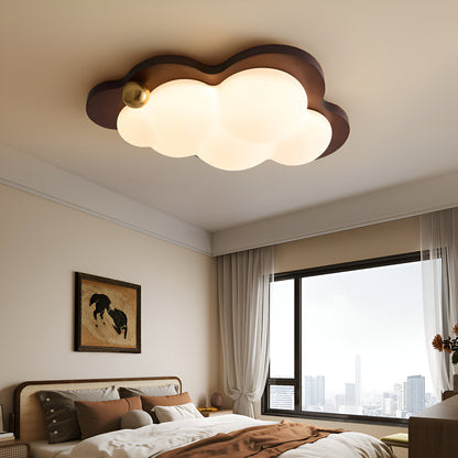 Lumière de plafond en bois crème rétro nuage rêveur