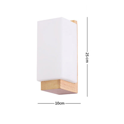 Nordic Wood Glass Shade Wall Lamp