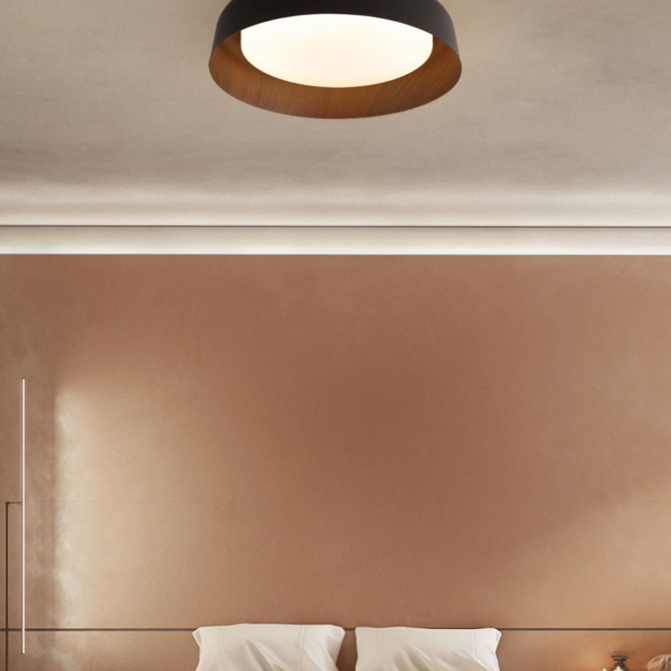 Wabi-Sabi Stijl Houtnerf Ronde Plafondlamp