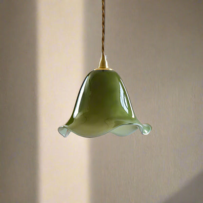 Verdantia Glow Retro Floral Green Glass Pendant Light