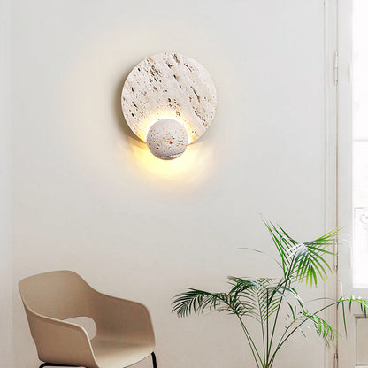 Modern White Travertine Cream Style Wall Lamp