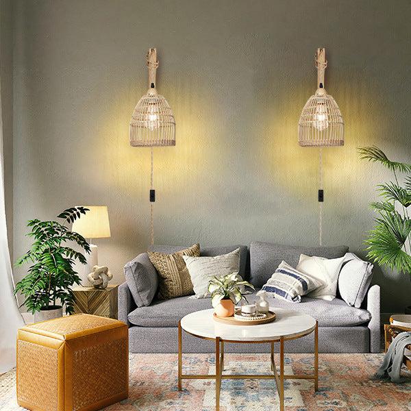 Retro Style Hemp Rope Pastoral Wall Lamp