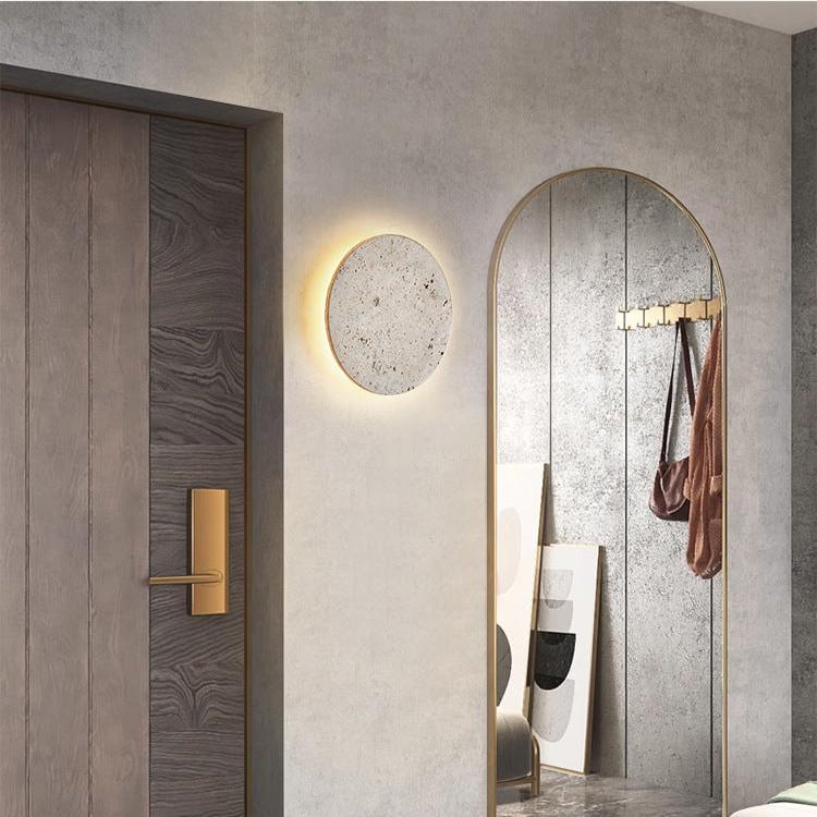 Travertine Stone Round LED Wall Lamp