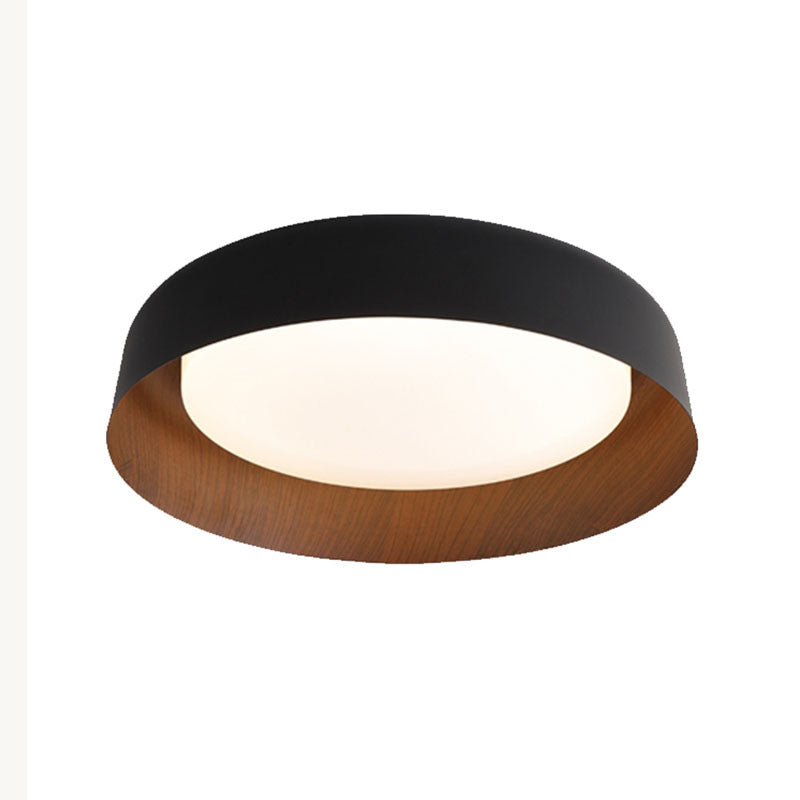 Lampe de plafond ronde en bois au style Wabi-Sabi