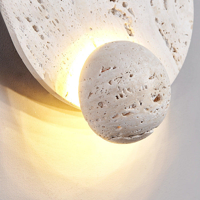 Modern White Travertine Cream Style Wall Lamp