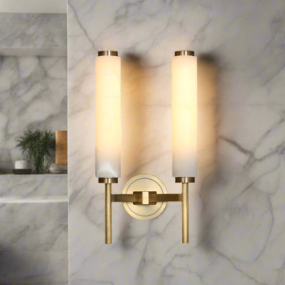 Elysian Grace Sculptural Alabaster Brass Wall Lamp