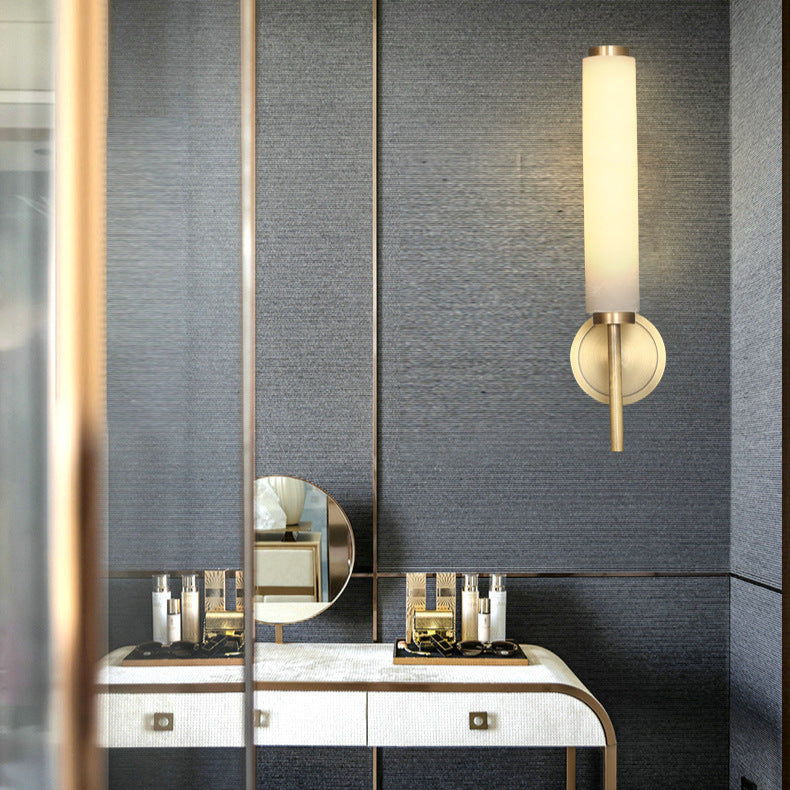 Elysian Grace Sculptural Alabaster Brass Wall Lamp